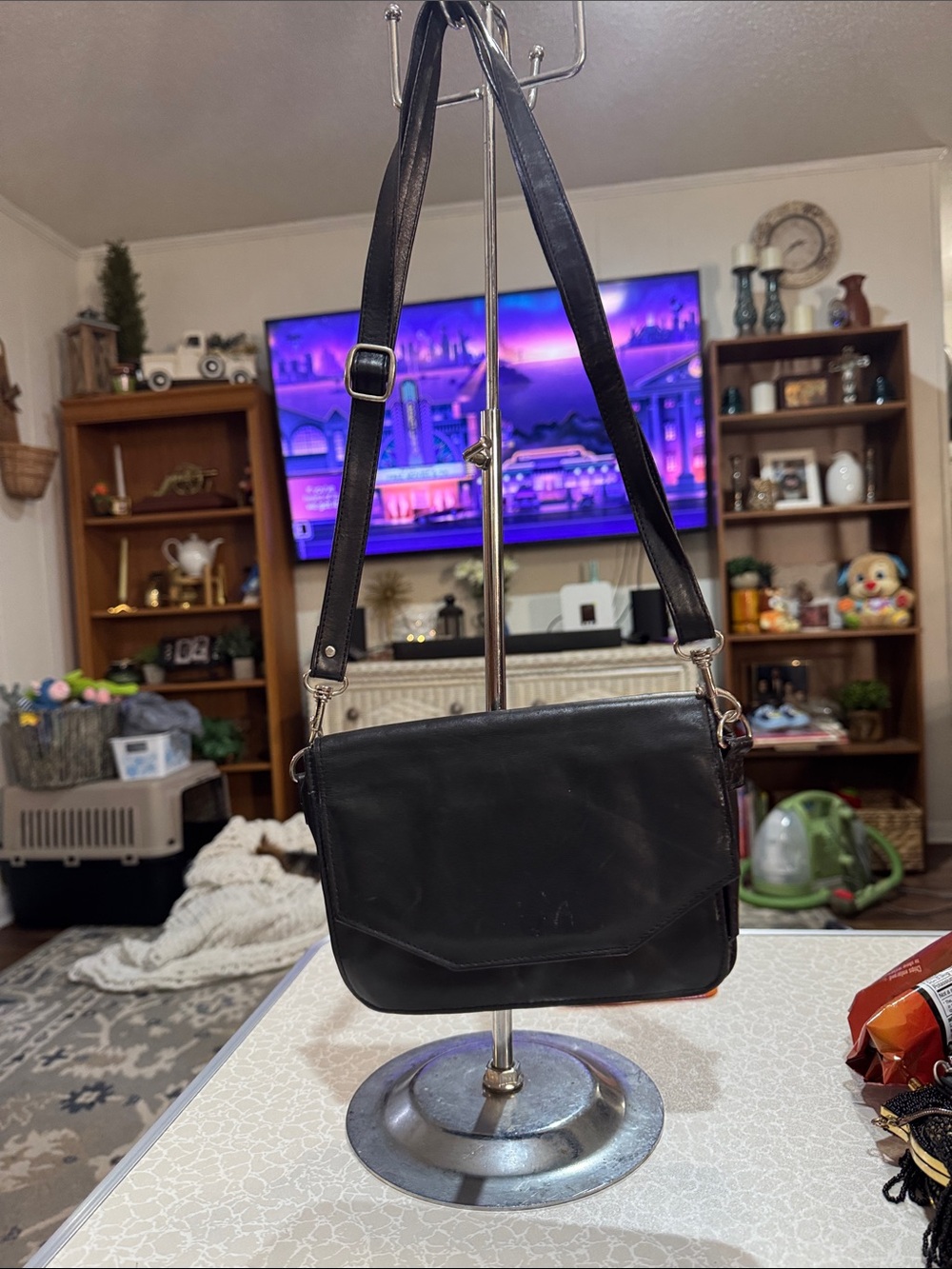 Brighton Black Leather Crossbody with Adjustable Strap